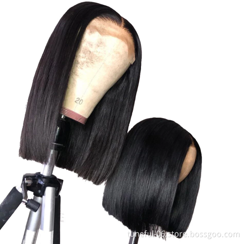 100% cuticle aligned raw unprocessed virgin hair wigs human hair lace front ombre kinky human hair wigs blunt cut bob wig